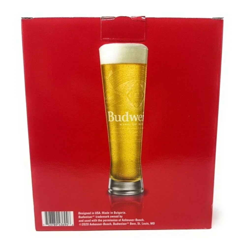 BUDWEISER Set of 2‎ Signature Glasses Gift Set 16oz Pint